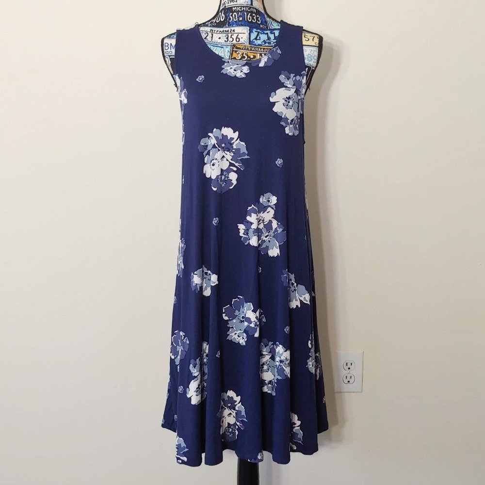 Old Navy Sleeveless Navy Floral Dress Tall